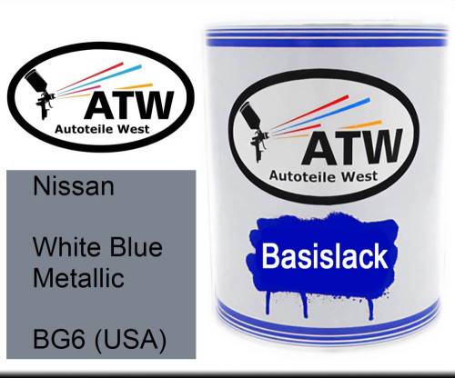 Nissan, White Blue Metallic, BG6 (USA): 1L Lackdose, von ATW Autoteile West.